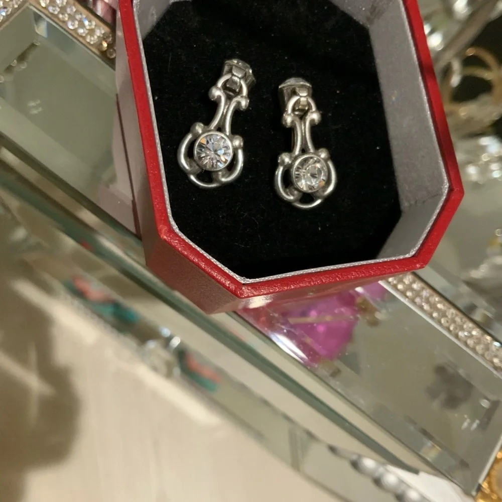 Brighton rare Silver Crystal Drop Earrings - Elegant Women's Jewelry